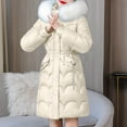 thumbnail image 2 of Hvyesh Womens Puffer Coat with Hood Winter Shiny Long Hooded Jacket Warm Long Sleeve Baggy Long Coats Quilted Jackets with Pockets, 2 of 6