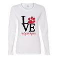 thumbnail image 2 of Wild Bobby, Love My Dog Stole My Heart Red Pawprints Pop Culture Womens Graphic Long Sleeve T-Shirt, White, Medium, 2 of 3