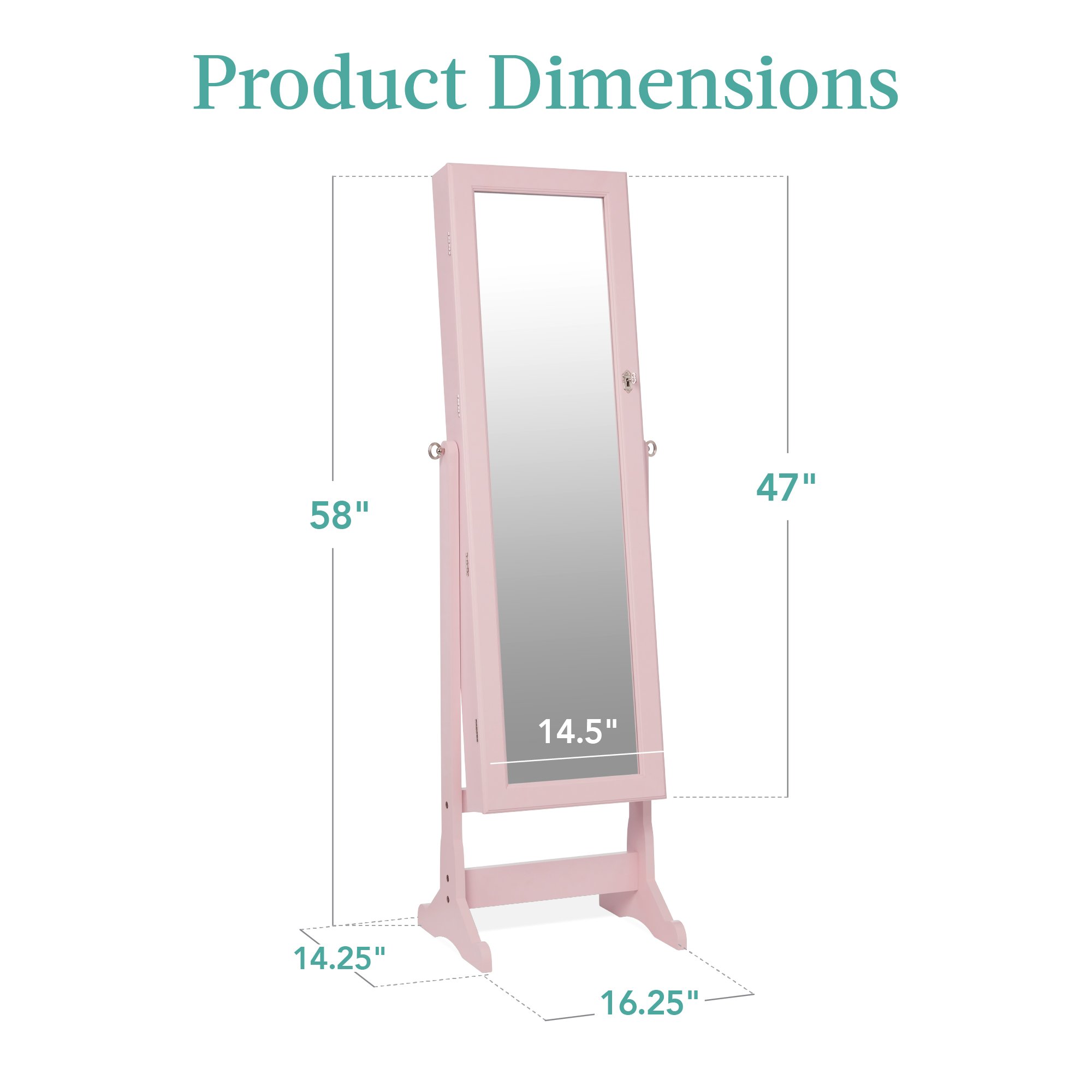 Best Choice Products Jewelry Armoire with Mirror and Lock, Dusty Pink photo 7