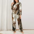 thumbnail image 2 of Vsdgher Rustic Cow Butterflies Champagne Pajamas Set Long Sleeve Sleepwear Womens Button Down Nightwear Pj Sets-XX-Large, 2 of 7