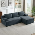 thumbnail image 3 of Miniyam L-Shaped Sectional Sofa with 3 Pillows, No Assembly Required, Modular Couches Sleeper for Living Room, Bedroom, Apartment, Dark Grey (Right Facing Chaise), 3 of 12