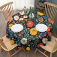 thumbnail image 3 of Pioneer Flower Floral Print Pattern Round Tablecloth 60"x60",Wrinkle Wipeable Table Cloth for Kitchen Dining Room Picnic Patio Party, 3 of 6