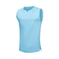 thumbnail image 5 of RYRJJ Men's Athletic Tank Tops Sleeveless Henley Buttons Muscle T-Shirt Breathable Solid Workout Gym Tees(Blue,M), 5 of 5