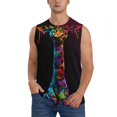 thumbnail image 2 of Goofa Neon Psychedelic Giraffe Printed Men's Sleeveless T-Shirt - Athletic Gym Workout Tank Top for Men - Moisture-Wicking, UPF 30+ Quick-Dry Muscle Tee-Small, 2 of 8