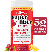 Bellway Super Fiber Powder   Fruit, Sugar Free Psyllium Husk Fiber Supplement, Raspberry Lemon, 60 Servings