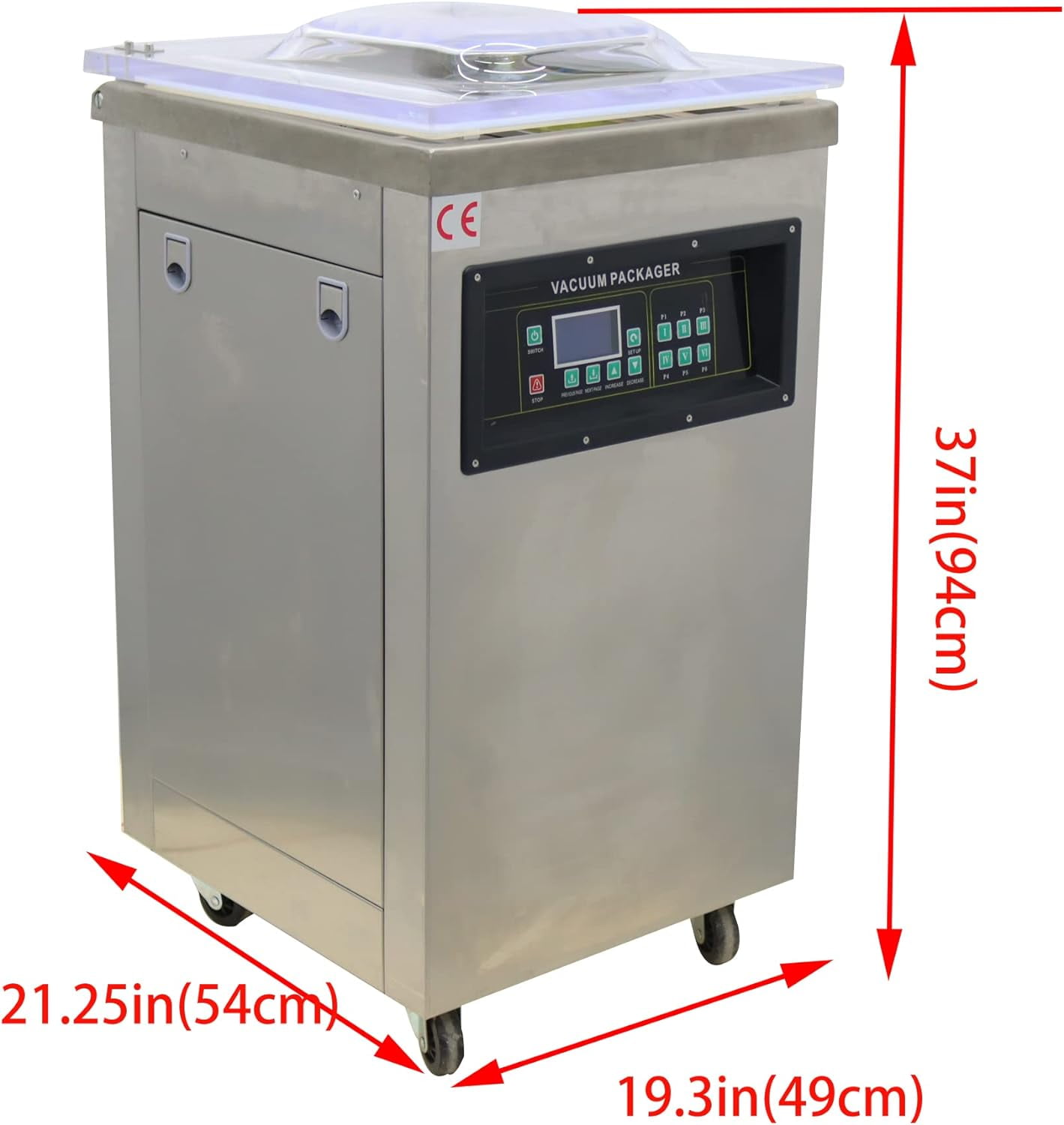 EQCOTWEA Single Chamber Vacuum Packaging Machine Digital Display Sealers Sealing Length 15.7"