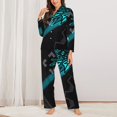 thumbnail image 3 of Lsque Geometry Dash Pattern Long Sleeve Pajama Set for Women - Soft 2-Piece Sleepwear and Loungewear Set with Pockets, Comfy Nightwear, 3 of 8