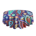 thumbnail image 5 of Round Waterproof Tablecloth 60×60 Inch, Boho Style Reusable Indoor/Outdoor Durable Table Cover for Party Kitchen Dinner Room Decor, 5 of 6