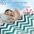 thumbnail image 3 of Turquoise Brown Cooling Blanket,Lightweight Breathable Summer Throw Blanket with Double Sided Cold Effect,Gradient Geometric Stripes Chevron Wave Picnic Blankets Bed Sheet for Hot Sleepers 30"x40", 3 of 8