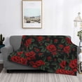 thumbnail image 2 of Fuzoiu Roses Print Flannel Blanket,Throw Blanket,Flannel Home Decor,Fleece Bed Blankets,Cozy Soft Blanket for Bed, Sofa, Camping, and Travel-60"x50", 2 of 6
