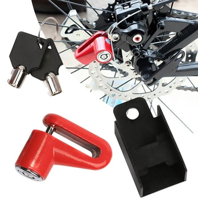 Disc Brake Lock, Heavy Duty Echanical Lock Cylinder Anti Wheel Disc Brake for Cycling Bike Accessories with keys Red