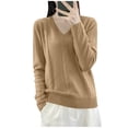 thumbnail image 3 of Fengqque Women’s V Neck Knit Sweater Long Sleeve Ribbed Cuff Hem Loose Fit Pullover Shirts Casual Layering Tops Khaki L, 3 of 7