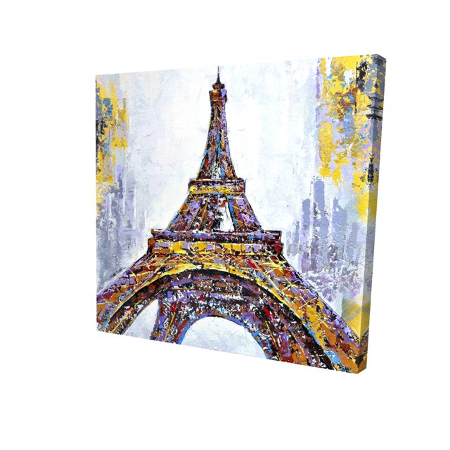 Abstract paint splash eiffel tower - 24"x24" canvas - Print on demand