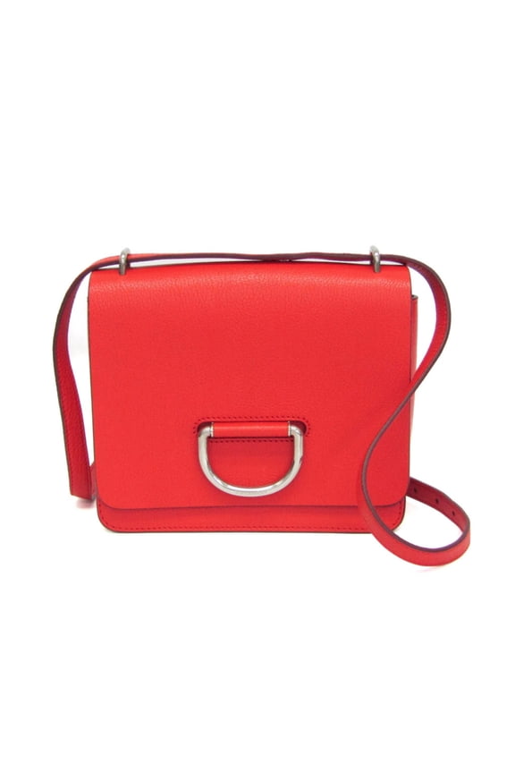 Pre-Owned Burberry D-ring Women's Leather Shoulder Bag Red Color