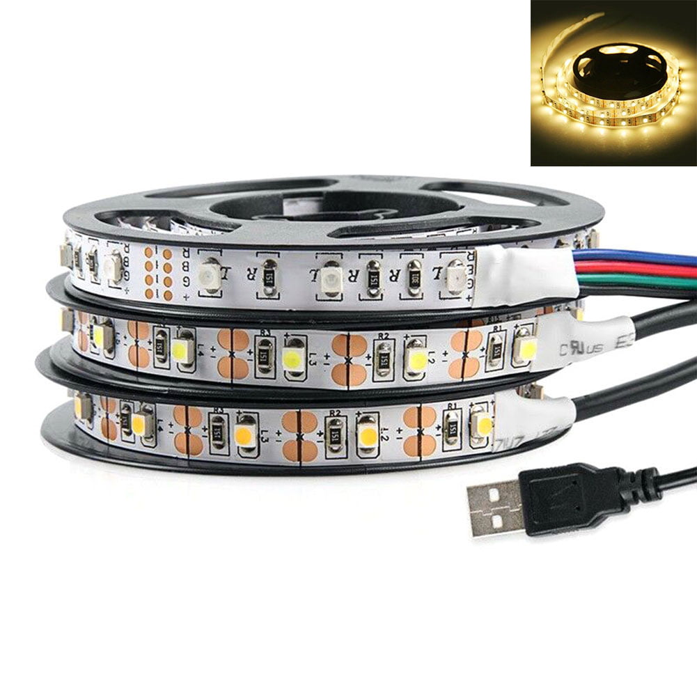 0.5/1/2/5M COLORFUL 3528 5050 SMD COOL WARM WHITE WATERPROOF LED STRIP LIGHT 5V