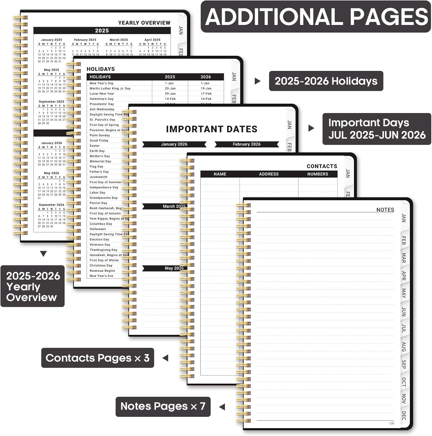 Academic Planner 2025-2026, Weekly and Monthly Calendar Planner Book, July 2025 – June 2026, Hardcover Organizer with Tabs, Perfect for Teachers, Students, Women & Men, A5 (6.4" x 8.5") - Pink