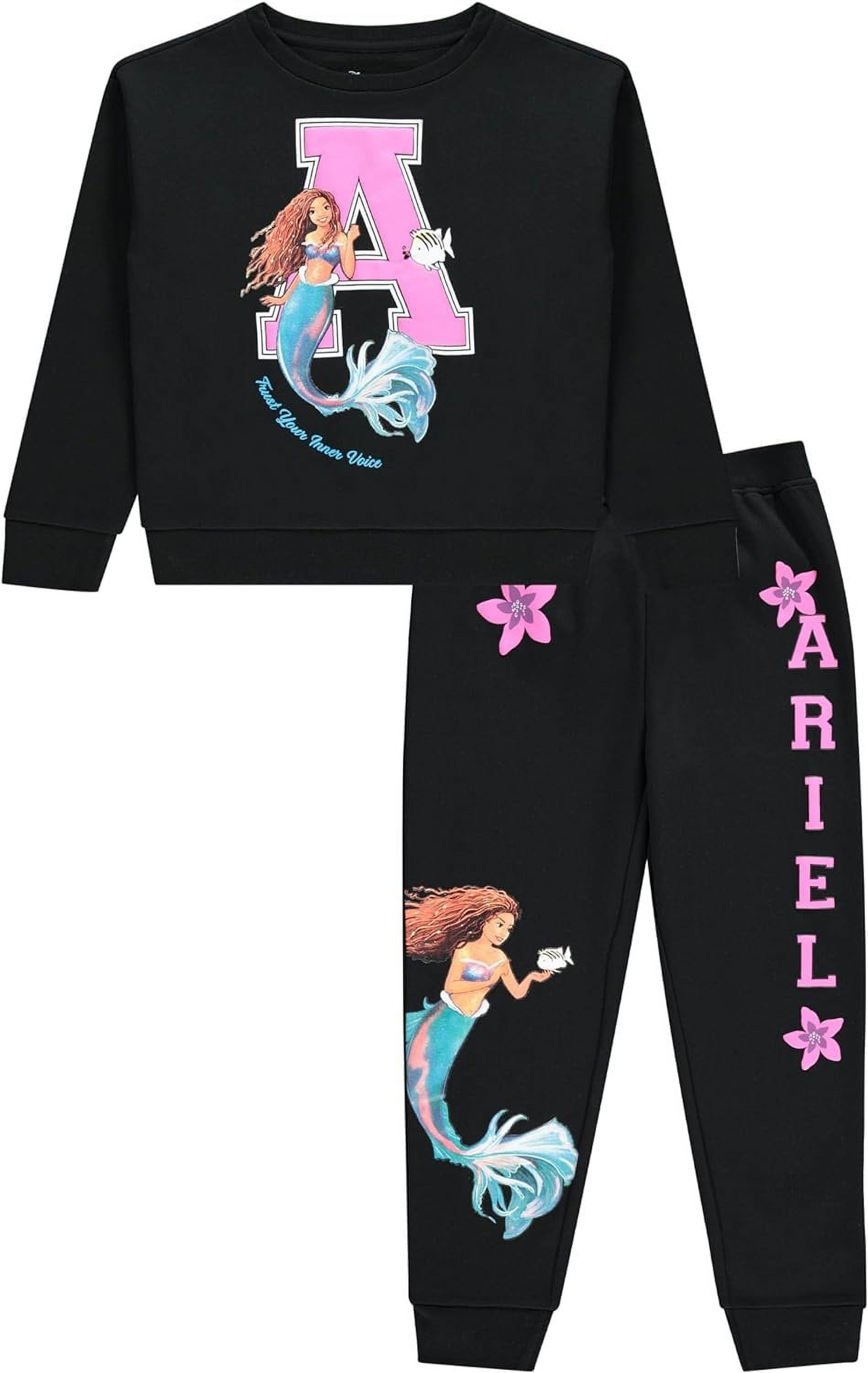 The Little Mermaid Movie Girls Hoodie Sweatshirt & Jogger Clothing Set. Little and Big Girl Sizes 4-16
