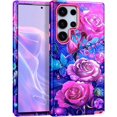 thumbnail image 1 of baomifa-for Galaxy S23 Ultra Case Shockproof Full Body Protection 3 in 1 Heavy Duty Hard PC+Soft Silicone Rugged Drop Protective Flower Case for Samsung Galaxy S23 Ultra 6.8" 2023,Rose Red, 1 of 4