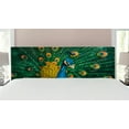thumbnail image 1 of Peacock Headboard, Portrait of the Peacock Courtship Display Eye Spotted Tail Tropics Natural, Upholstered Decorative Metal Bed Headboard with Memory Foam, King Size, Orange Blue Green, by Ambesonne, 1 of 4