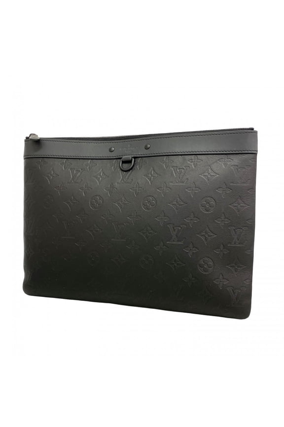 Pre-Owned Louis Vuitton Monogram Shadow Pochette Discovery Clutch Bag M62903 Black Men's