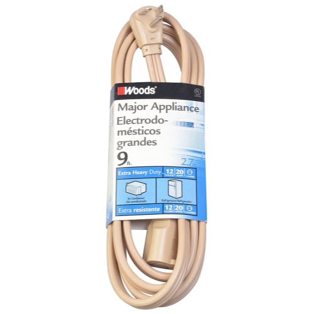 Woods 0568 9' 12-Gauge 20-Amp Extra Heavy Duty Major Appliance Cord, Beige