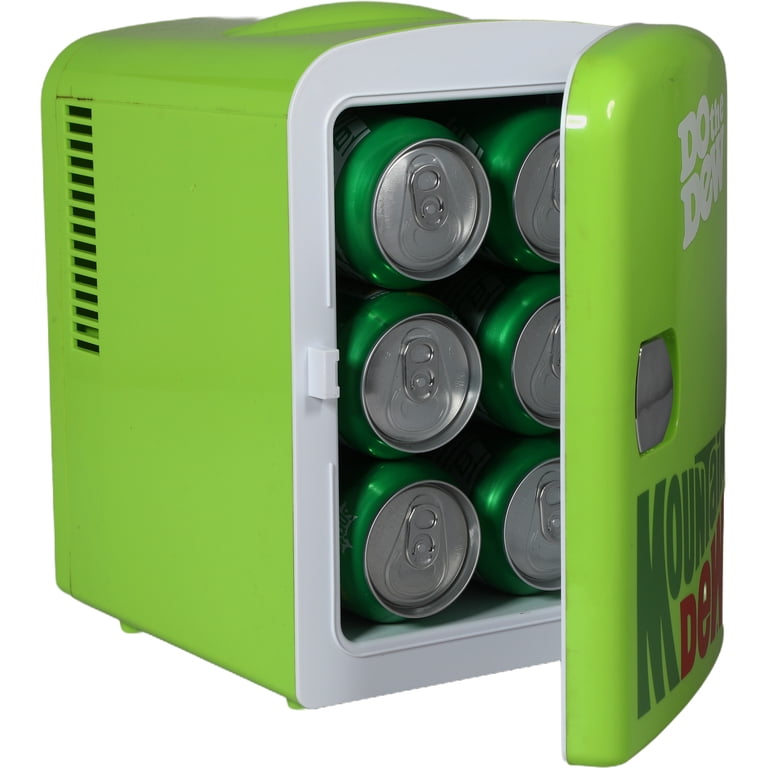 CURTIS Mountain Dew Retro Mini Fridge - 4 Liter Portable Cooler, Chills 6 Cans