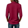 thumbnail image 4 of Women 3/4 Sleeve Collared Button Polo Shirts Solid Color Loose Casual Summer Work Daily Tops S, 4 of 4