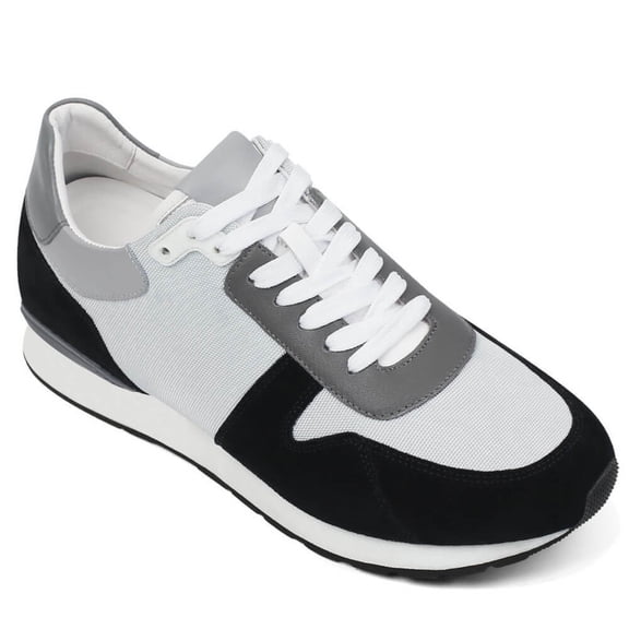 CMR CHAMARIPA Elevator Shoes For Men - Black Suede Leather Casual Sneakers That Make You Taller 2.76 Inches / 7 CM