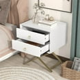 thumbnail image 2 of Kadyn Wood Nightstand with 2 Drawers and Golden Handle, Storage Bedside Table, Side Table for Living Room and Bedroom, White, 2 of 8