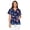 Blue Galaxy Butterfly, variant on Cute Green Frog Women Scrub Tops Size XL Short Sleeve Flex Easy Care Fabric Adult Nurse Uniform V-Neck Comfortable Fashion