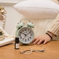 thumbnail image 5 of FLOITTUY {Alarma fuerte para personas que duermen profundamente) Reloj despertador de doble campana de 4 pulgadas con retroiluminación para dormitorio y decoración del hogar (verde), 5 of 5