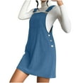thumbnail image 2 of Fartey Women's Corduroy Overall Bib Dress with Pockets Summer Solid Color Sleeveless Jumpsuit Casual Loose Pinafore Suspender Mini Dresses Blue S-XL, 2 of 7
