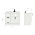 thumbnail image 3 of Ariel Hepburn 43 In. Right Offset Oval Sink Vanity With White Quartz Countertop In White, 3 of 10