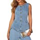thumbnail image 3 of Conjunto de Dos Piezas de Mezclilla para Mujer: Chaleco Informal Sin Mangas con Botones y Pantalones Anchos. Azul S, 3 of 9
