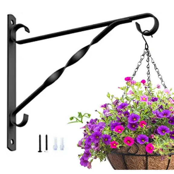 Heavy Duty Hanging Basket Brackets Plant Hook 1 Pack Metal Outdoor Garden Wall Hook for Lanterns Wrought Iron Plant Bracket for Planter Flower Hanger Bird Feeder Fence
