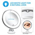 thumbnail image 4 of Espejo de aumento con luz LED de 10 aumentos y ventosa fuerte, funciona con pilas, espejo de maquillaje con luz natural regulable para baño (blanco), 4 of 5