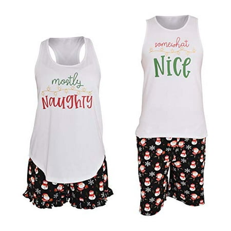 

UB Mens His Hers Naughty Nice Matching Christmas Pajama Set (Men XXL Santa)