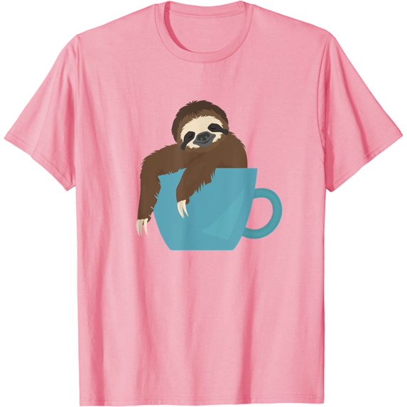Coffee Drink Lover Happy Sloth Animal Sitting in Coffee Cup T-Shirt