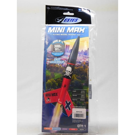 ESTES MINI DER RED MAX MODEL ROCKET  SKILL INTERMEDIATE EST2100
