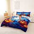 thumbnail image 3 of Homewish Magical Halloween Pumpkin Bedding,Bat Night Sky Print Duvet Cover Full,Deep Blue Orange,Halloween Reversible,3 Pieces,1 Duvet Cover and 2 Pillowcases, 3 of 6