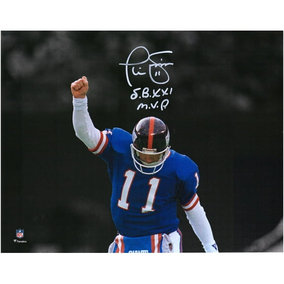 Phil Simms New York Giants Autographed 11" x 14" Arm Up Spotlight Photograph with "SB XXI MVP" Inscription - Fanatics Authentic Certified