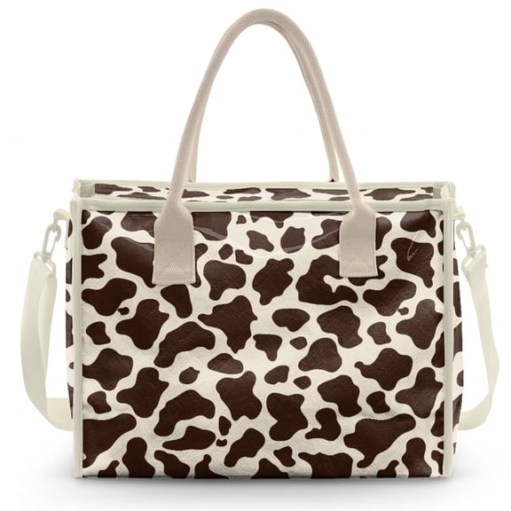 ZUXONGSY Cow Print Print Clear PVC Tote Bag for Women, Lightweight Large Shoulder Handbag with Zipper, for Daily Work Commute