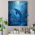 thumbnail image 4 of Dolphin School Underwater Scene Canvas Print, Wall Art for Living Room Bedroom Office Hotel Dining Room, 4 of 8
