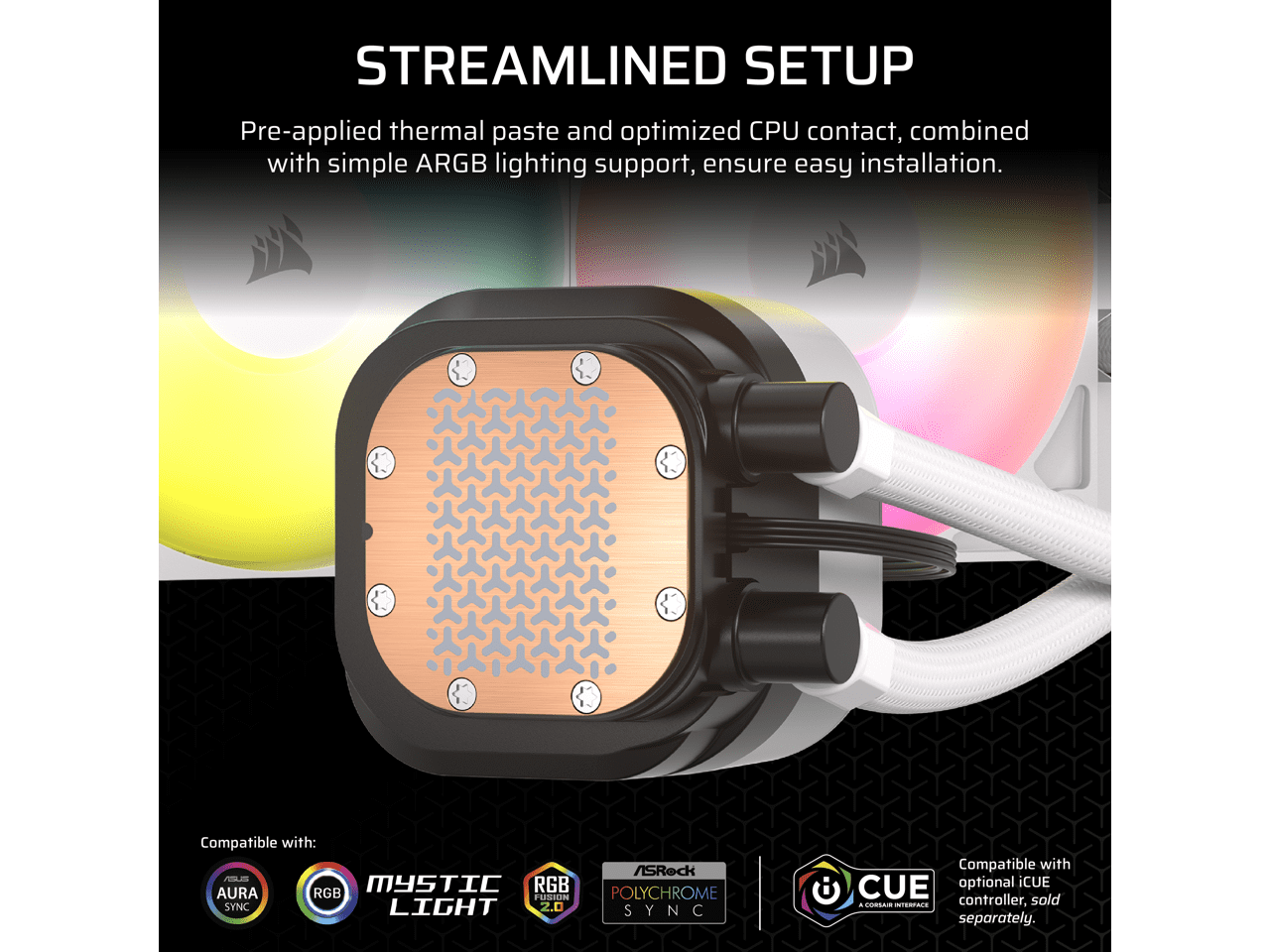 CORSAIR NAUTILUS 360 RS ARGB Liquid CPU Cooler – White – RS120 ARGB Fans – Fits Intel®  LGA 1851, AMD® AM5/AM4 – Simple Daisy-Chain Connections - Direct Motherboard  Connection