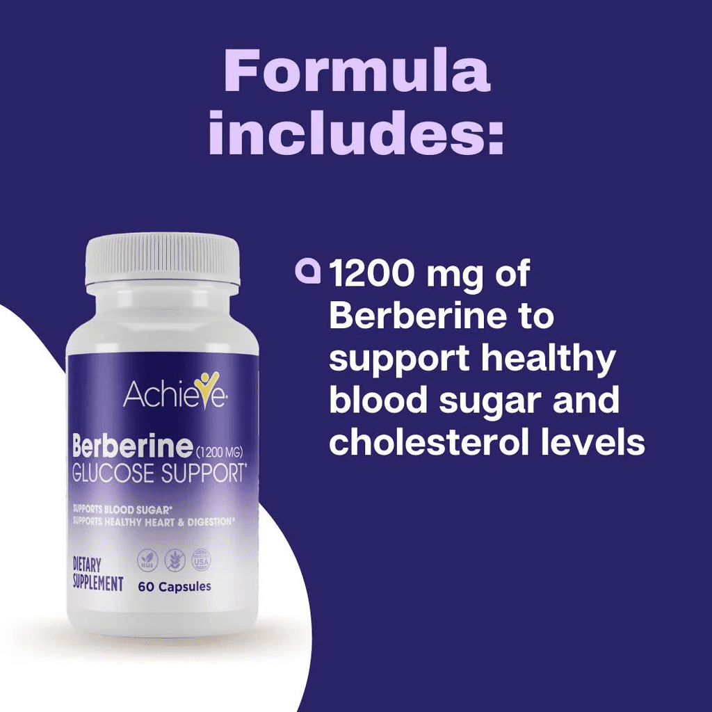 Achieve Berberine Supplement, Daily Wellness & Energy Support, Non-GMO - 60 Capsules