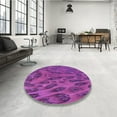 thumbnail image 4 of Ahgly Company Machine Washable Indoor Round Transitional Medium Violet Red Pink Area Rugs, 4' Round, 4 of 7