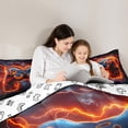 thumbnail image 4 of Homewish Teens Futuristic Gamepad Twin Bedding Sets 7-Piece, Game Console Lover Bedding Comforter Set, Orange Nature Lightning Reversible Sheet Sets, Luxury Bedroom Decor, 4 of 7