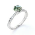 thumbnail image 4 of JeenMata Anillo de Compromiso de 1 Quilate, Ágata Verde Musgo Blanco Lechoso y Moissanita, Semi Pavé, Cuerpo Retorcido Infinito, Engaste de Cuatro Puntas, Chapado en Oro Blanco de 18 K sobre Plata, 4 of 6