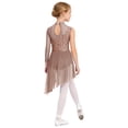 thumbnail image 5 of SiiRoh Kids Girls Sparkly Lyrical Dance Dress High Low Skirted Leotard Modern Contemporary Dancewear Dusty Pink 8, 5 of 6