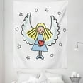 thumbnail image 1 of Xmas Tapestry, Little Girl with Wings Red Heart Stars Angel Heaven Holiday, Fabric Wall Hanging Decor for Bedroom Living Room Dorm, 5 Sizes, Black White Pale Blue, by Ambesonne, 1 of 1